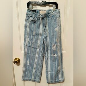 HABITUAL Girl High Rise Wide Leg Crop Striped Jeans ~ Size 12